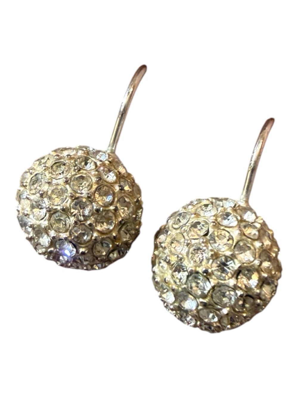 Crystal Pavé Disc Drop Earrings - Silver Tone - Picture 2 of 6